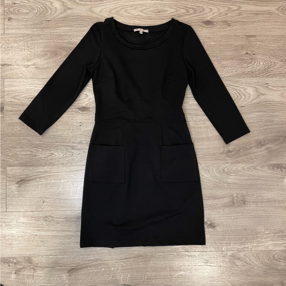 GAP Black Sheath Dress Crew Neck 3/4 Sleeve